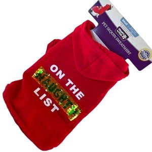 NWT Heart to Tail "On the Naughty List" Red Sweatshirt Sequin X-mas Hoodie Small